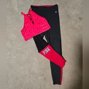 PINK Victoria's Secret Black and Red Large Workout Set
